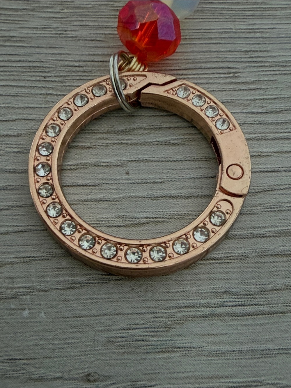 Crystal Beaded Keyring with Rose Gold Rhinestone Loop - Picture 2 of 4